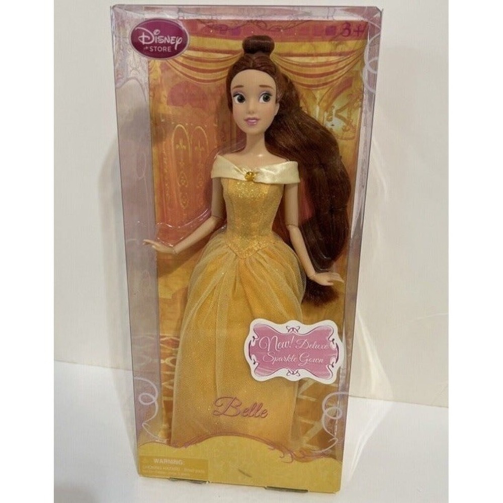 Disney Store Belle Classic Doll Beauty and the Beast Deluxe Sparkle Gown New